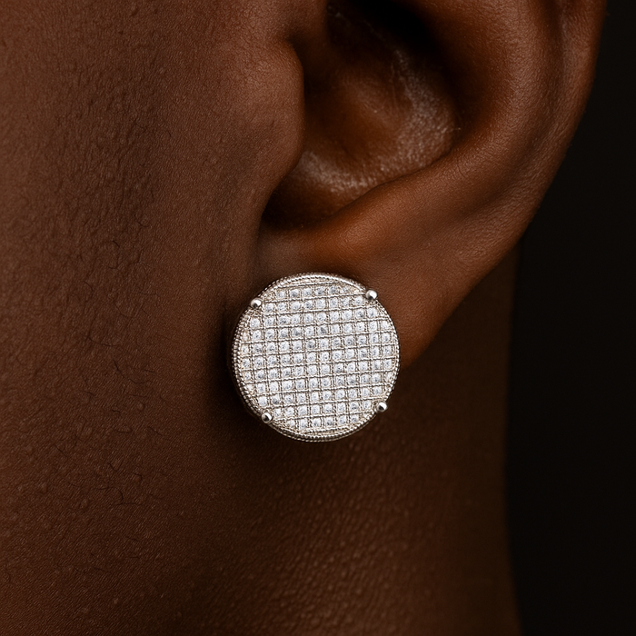14mm Big Round Cut Pave Earrings - Different Drips