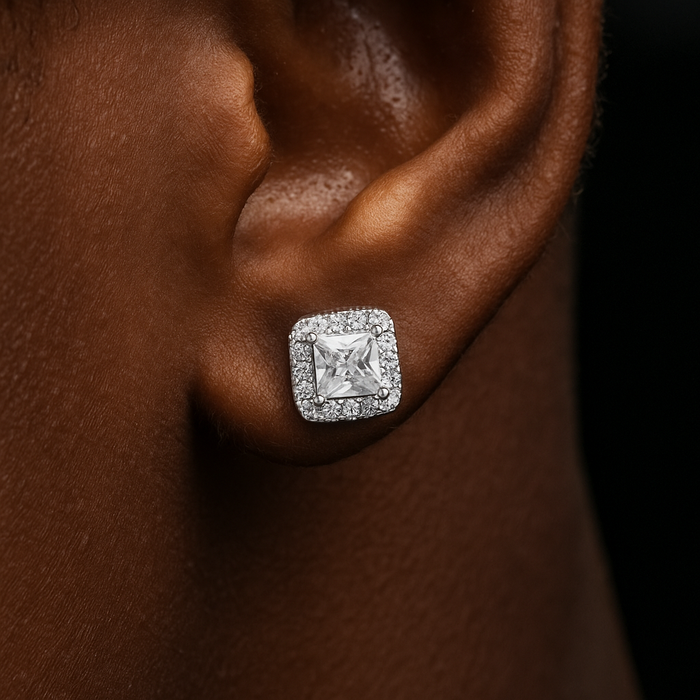 Small Square Cut Clustered Tennis Earrings - Different Drips