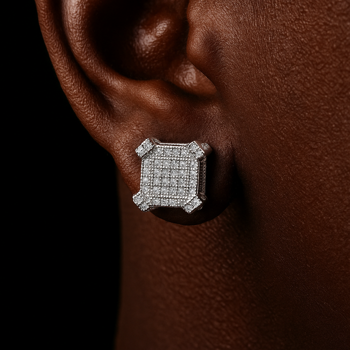 10mm Square Cut Pave Earrings - Different Drips