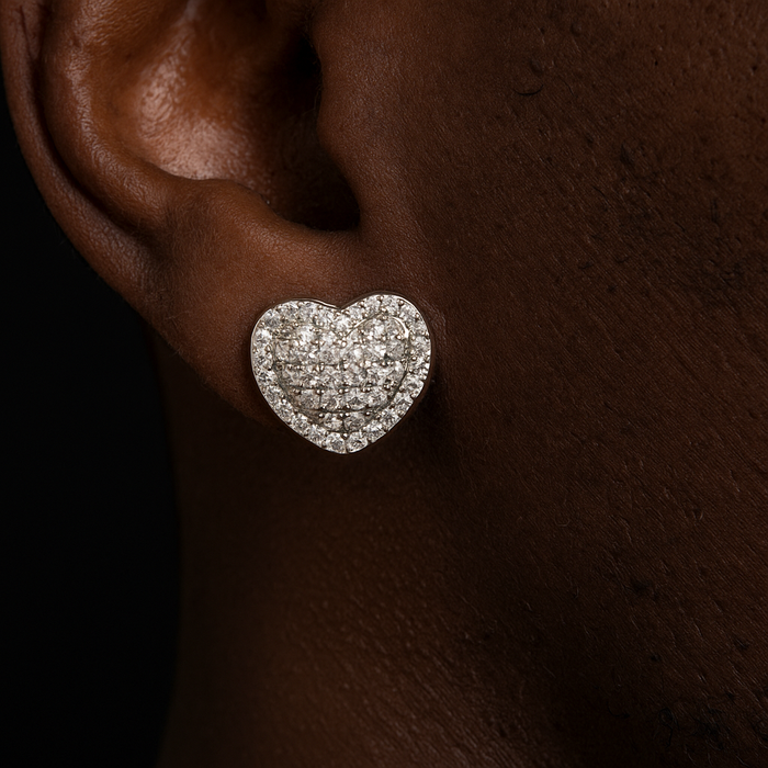 13mm Heart Pave Earrings - Different Drips