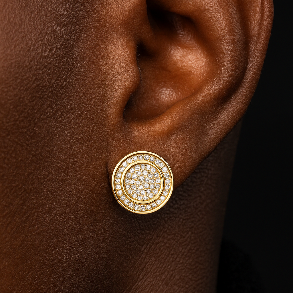 12mm Round Cut Pave Stud Earrings - Different Drips