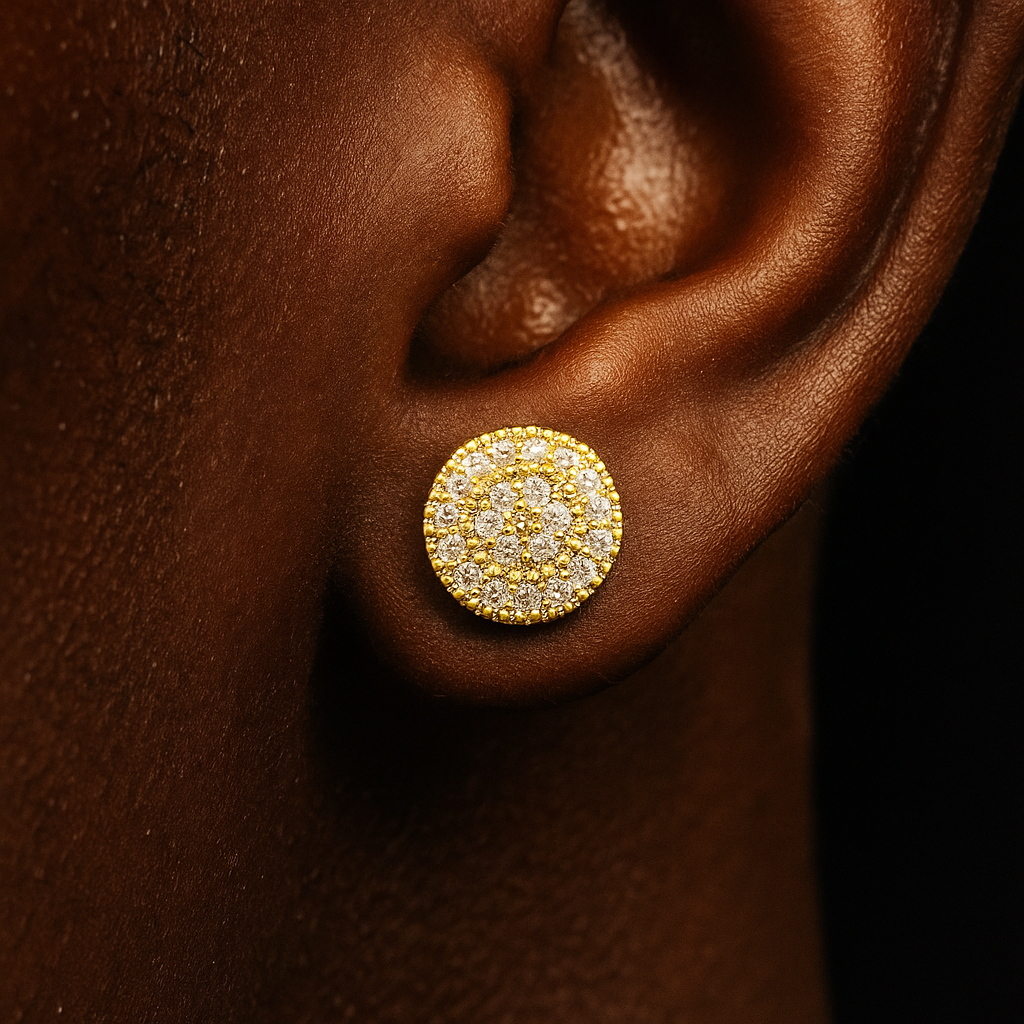 8mm Round Cut Pave Stud Earrings - Different Drips