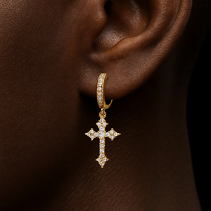 Spiked Cross Hoop Earrings - Different Drips