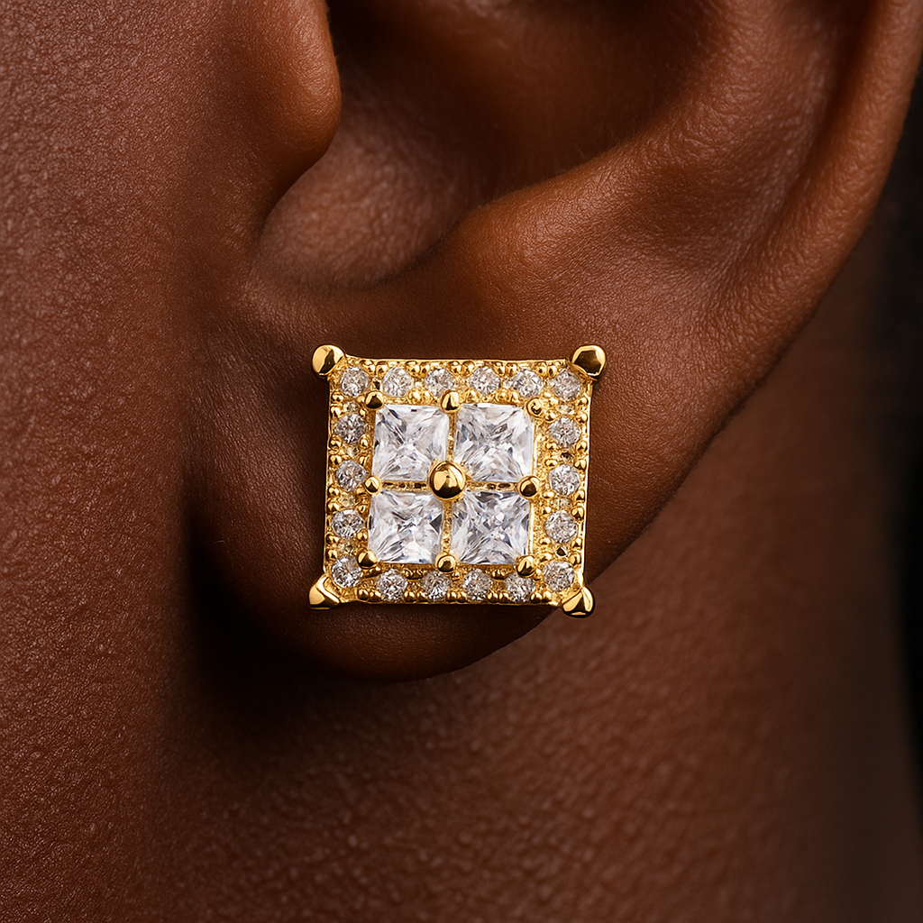 10mm Square Cut Clustered Earrings - Different Drips