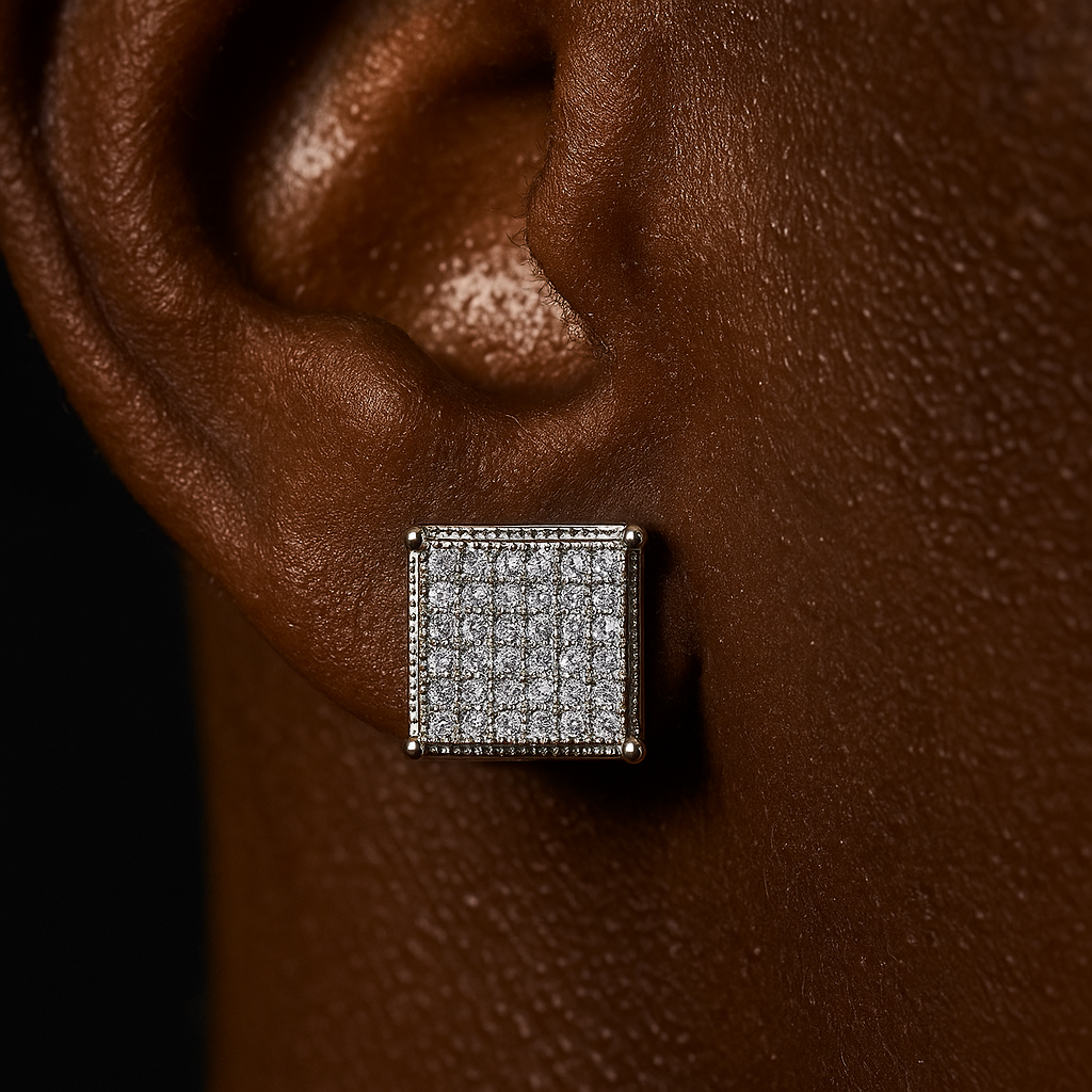 11mm Square Cut Pave Earrings - Different Drips