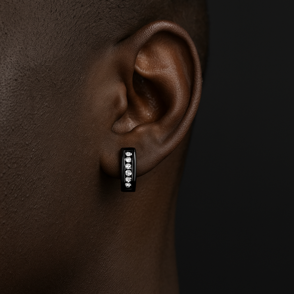 Iced Black Hoop Earrings - Different Drips