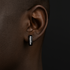 Iced Black Hoop Earrings - Different Drips