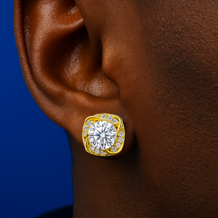 S925 Moissanite Diamond Cushion Halo Stud Earrings - Different Drips