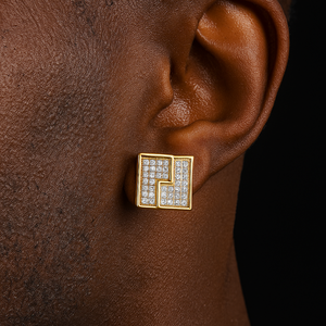 10mm Monogram Square Cut Earrings - Different Drips