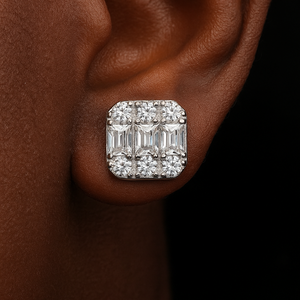 7mm S925 Moissanite Baguette Earrings - Different Drips