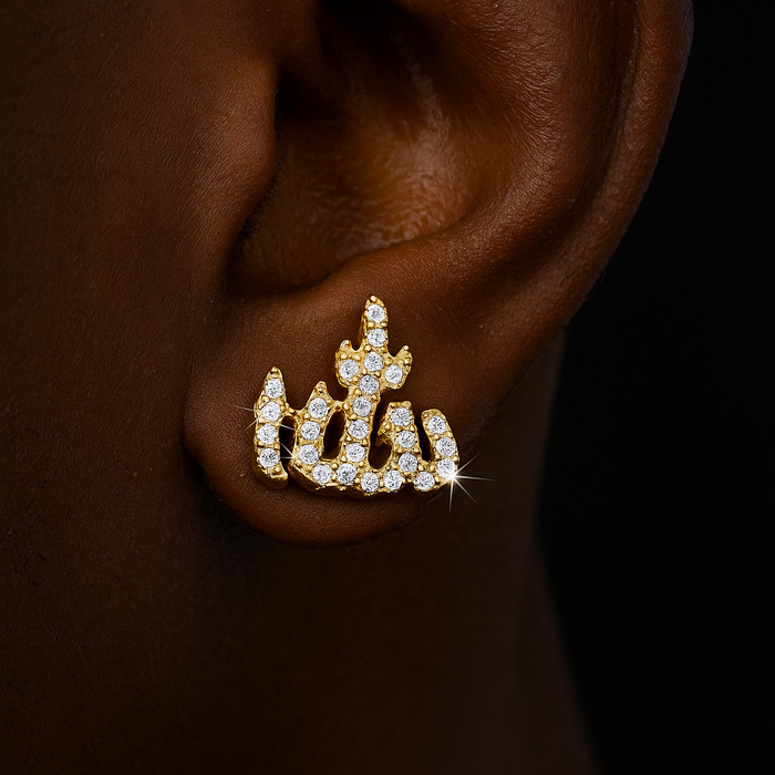 S925 Moissanite Allah Script Earrings - Different Drips