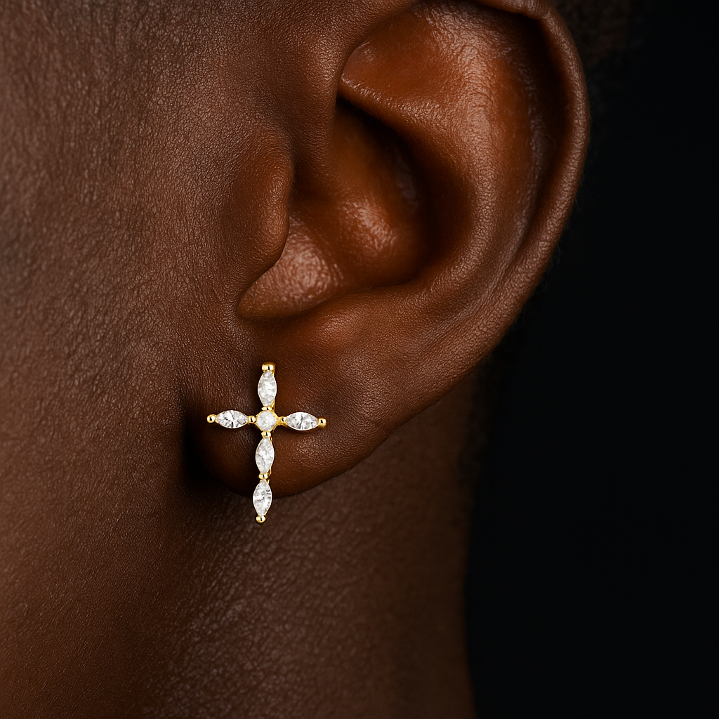 Oval Cut Cross Stud Earrings - Different Drips
