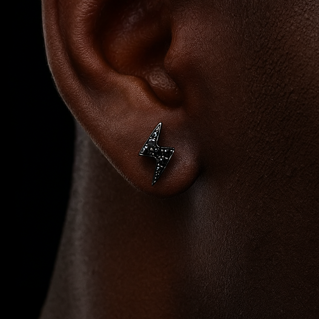 S925 Black Moissanite Lightning Bolt Earrings - Different Drips