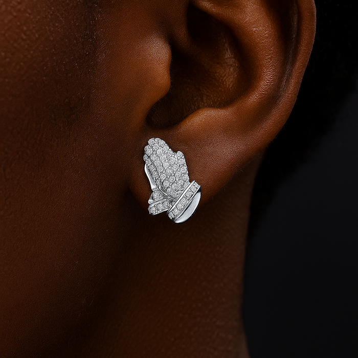S925 Moissanite Praying Hands Earrings - Different Drips