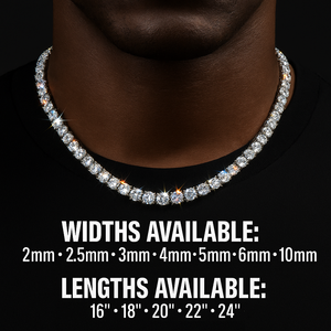 Moissanite Tennis Chain 18k Gold (All Sizes) - Different Drips