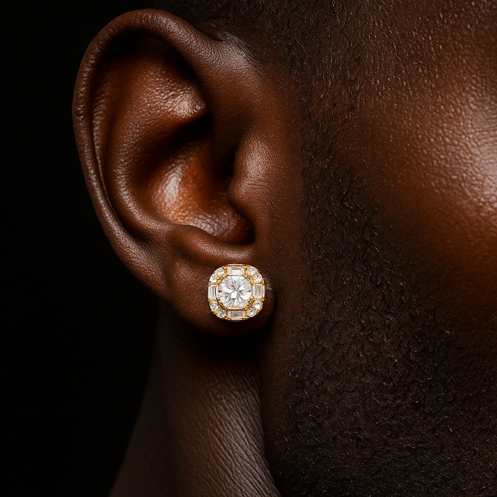 S925 Clustered Baguette Moissanite Diamond Earrings - Different Drips