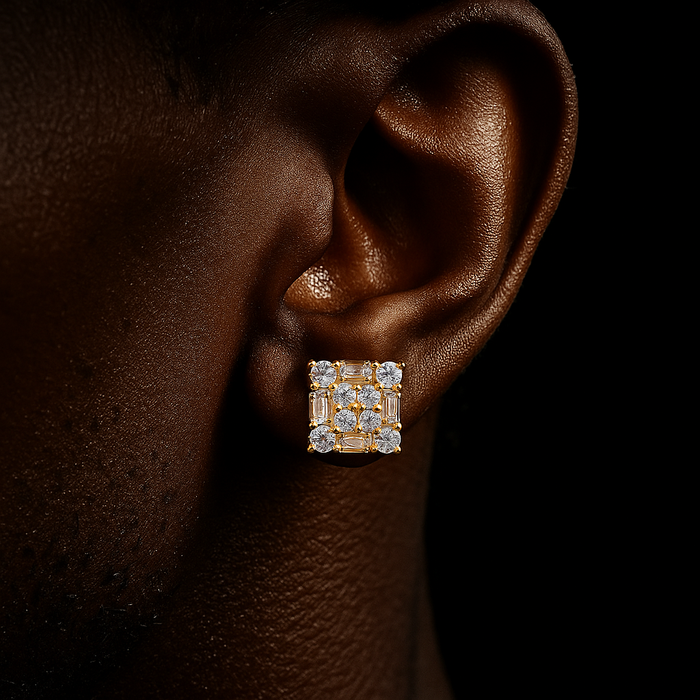 S925 Moissanite Diamond Square Clustered Earrings - Different Drips