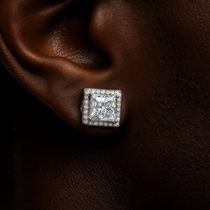 S925 Moissanite Princess Cut Square Stud Earrings - Different Drips