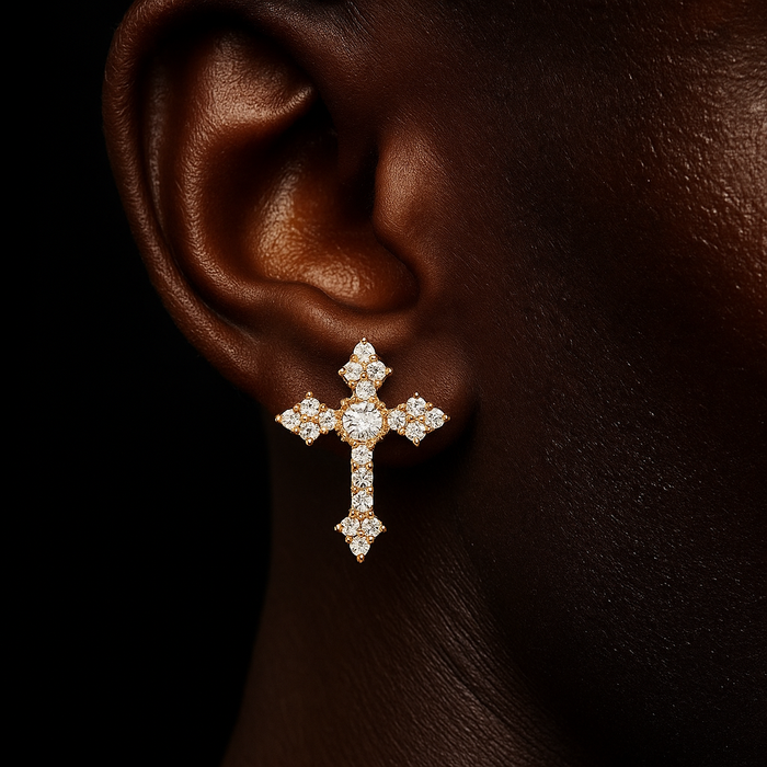 S925 Moissanite Diamond Cross Earrings - Different Drips