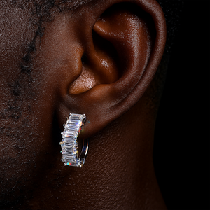 S925 Moissanite Baguette Huggie Earrings - Different Drips