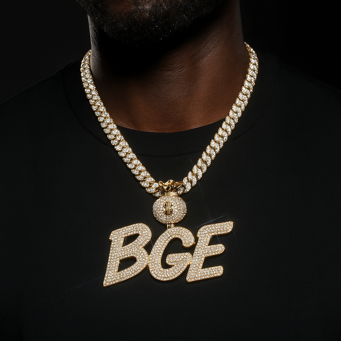 Layered Italic Money Bag Bail Custom Letter Pendant - Different Drips