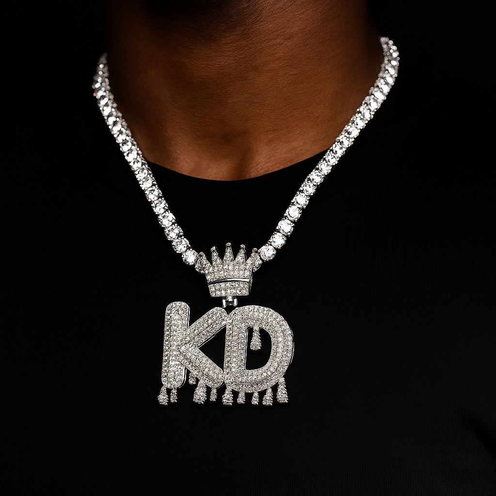 Crowned Drip Custom Letter Pendant - Different Drips