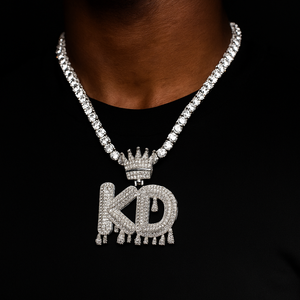 Crowned Drip Custom Letter Pendant - Different Drips