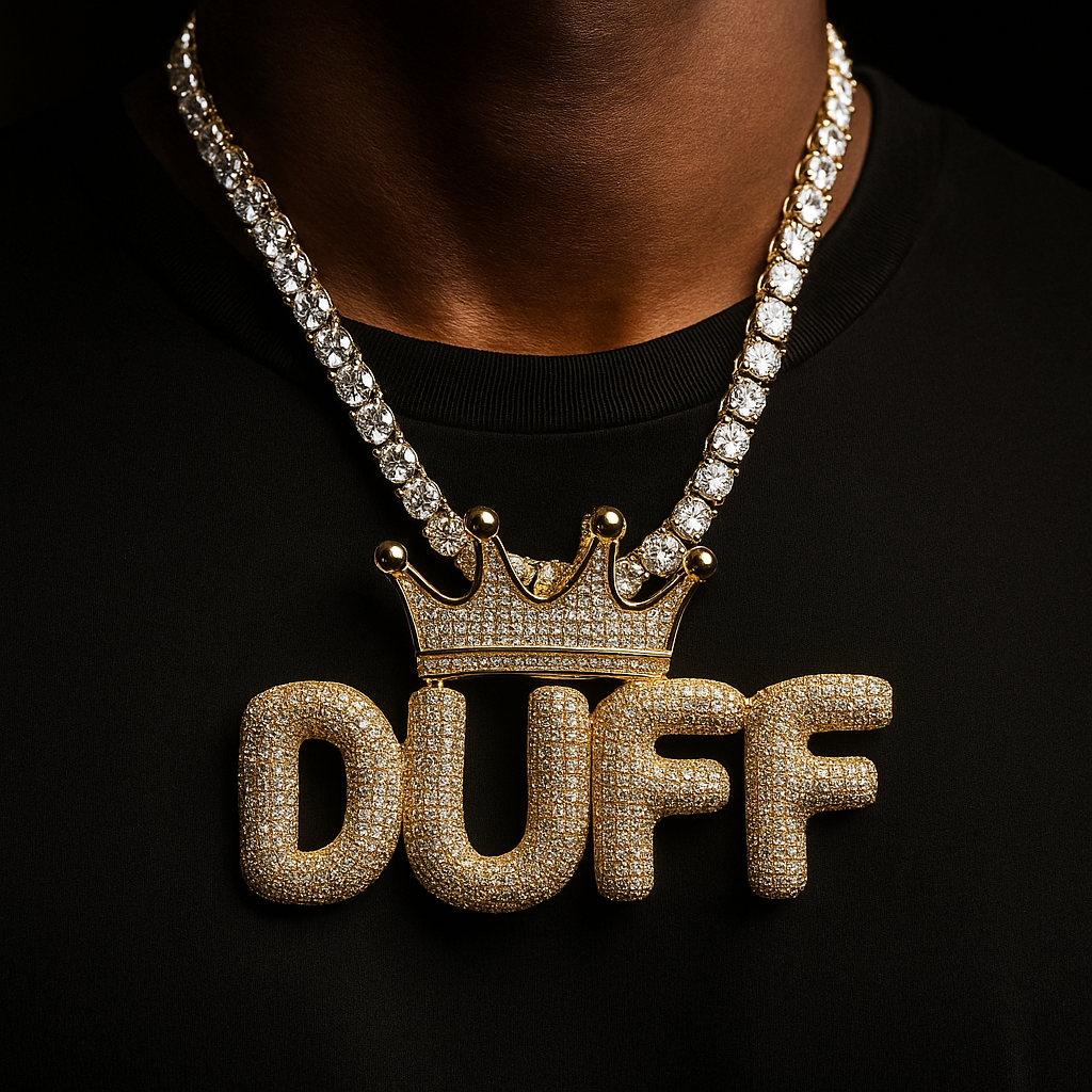 Crowned Bubble Font Custom Letter Pendant - Different Drips