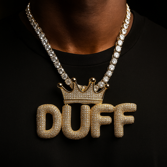 Crowned Bubble Font Custom Letter Pendant - Different Drips
