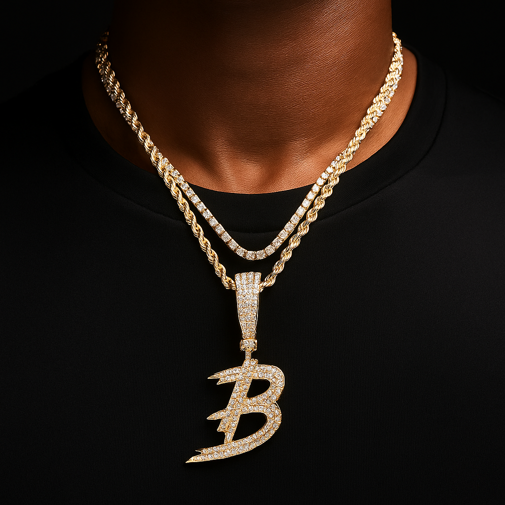 Brush Font Single Letter Pendant - Different Drips