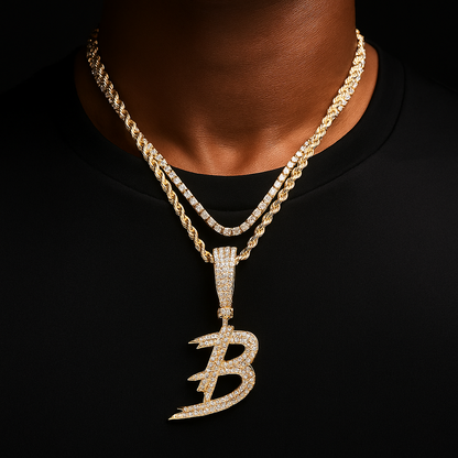 Brush Font Single Letter Pendant - Different Drips