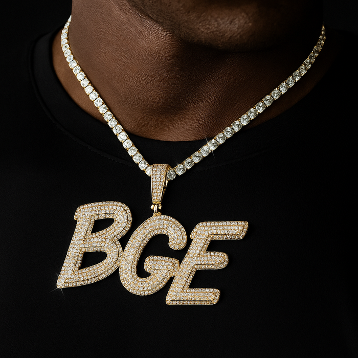 Slim Italic Custom Letter Pendant - Different Drips