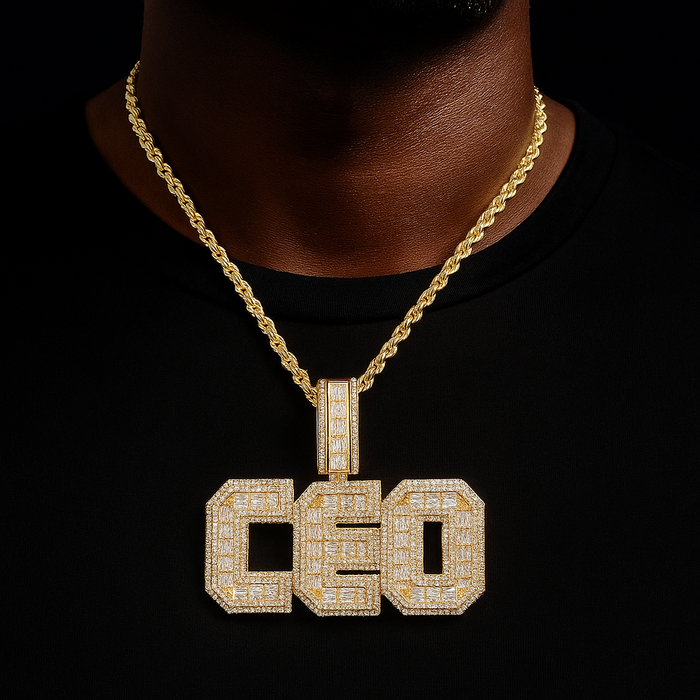 Baguette Bold Custom Letter Pendant - Different Drips