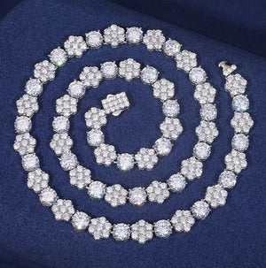 S925 Moissanite Honeycomb Cluster Chain - Different Drips