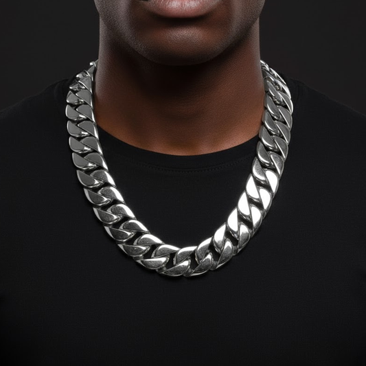 32mm Solid 18k Gold Plated Miami Cuban Link Chain - Different Drips