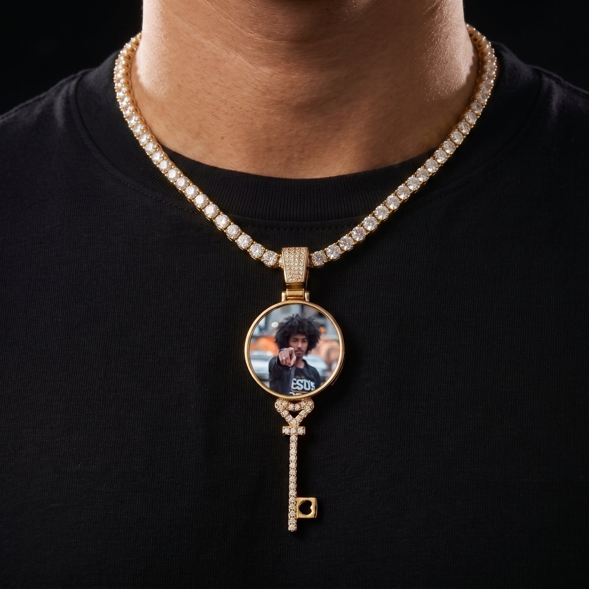 Custom Key Shaped Photo Pendant - Different Drips