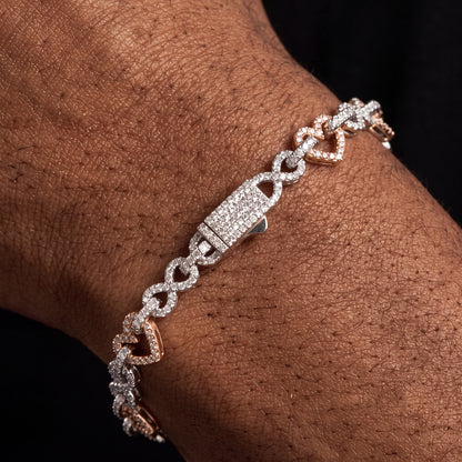 8mm S925 Moissanite Diamond Heart / Infinity Link Bracelet - Different Drips