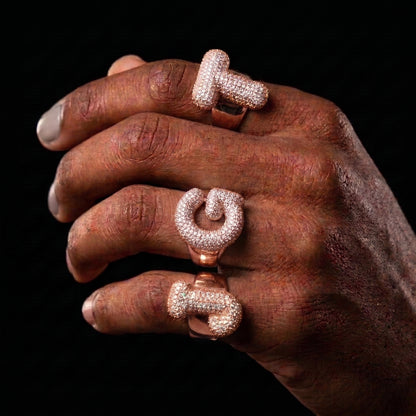Bubble Font Custom Letter Ring - Different Drips