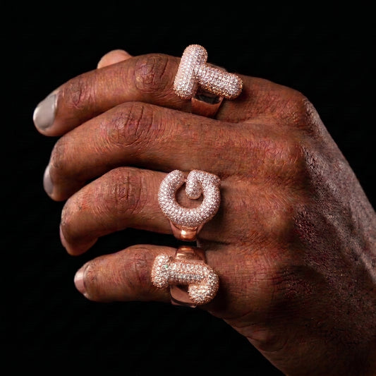Bubble Font Custom Letter Ring - Different Drips