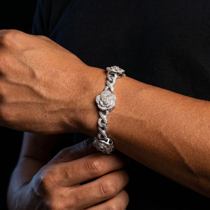 Iced Rose Flower Infinity Link Chain