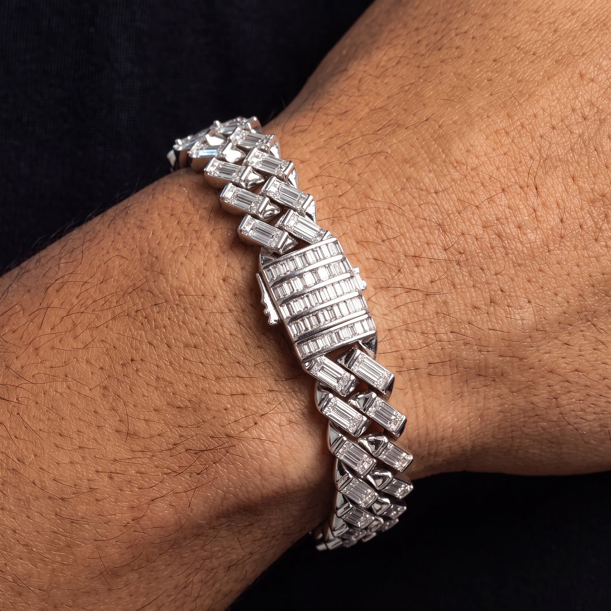 12mm Square-Cut Baguette Cuban Bracelet - Different Drips