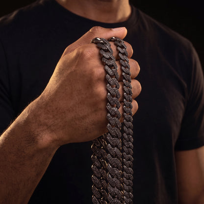 Black Iced Out Prong Cuban Link Chain - Different Drips