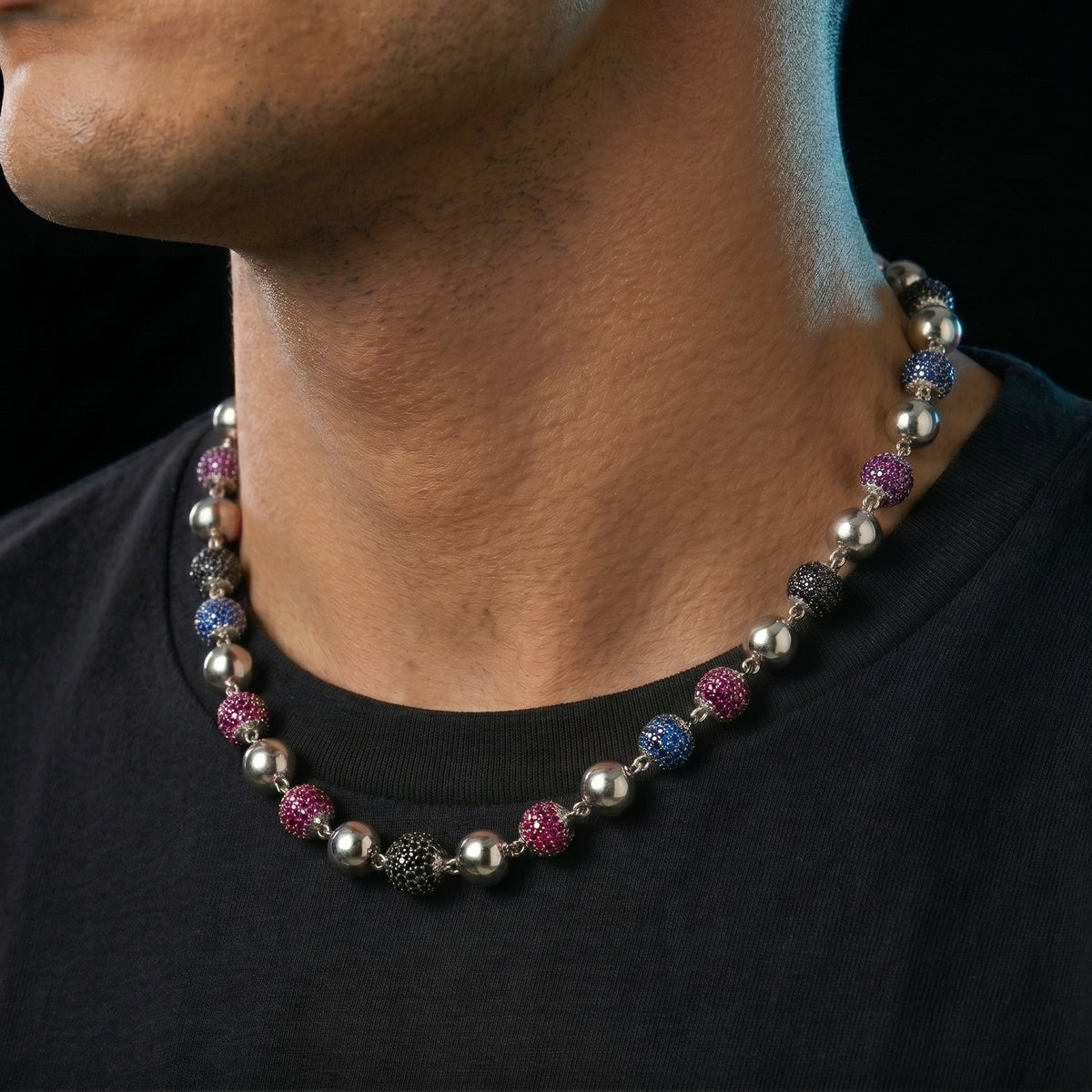 Iced Ball Bead Link Chain - Different Drips