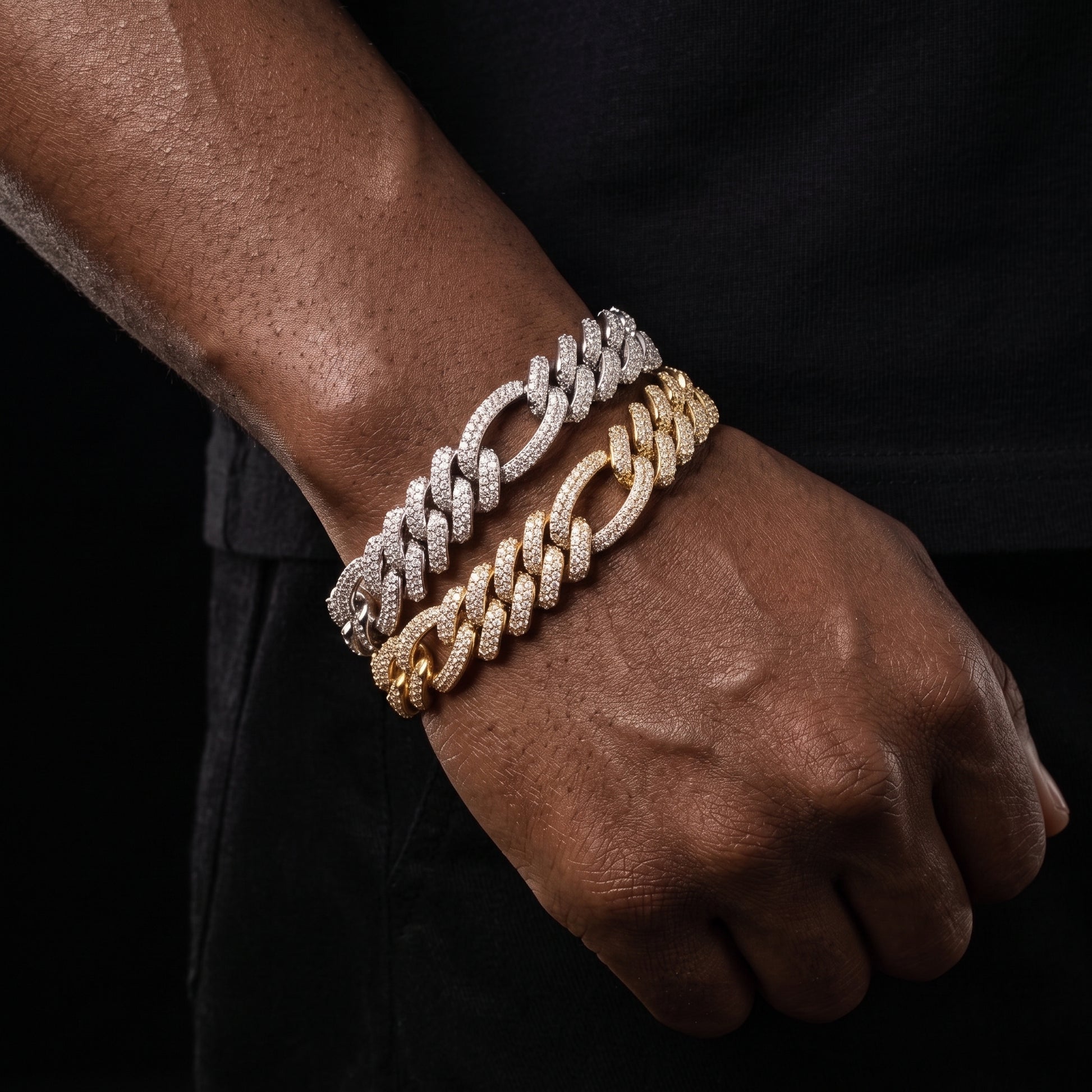 18mm Figaro Prong Cuban Link Bracelet - Different Drips