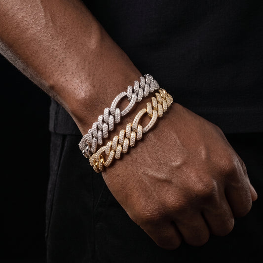18mm Figaro Prong Cuban Link Bracelet - Different Drips