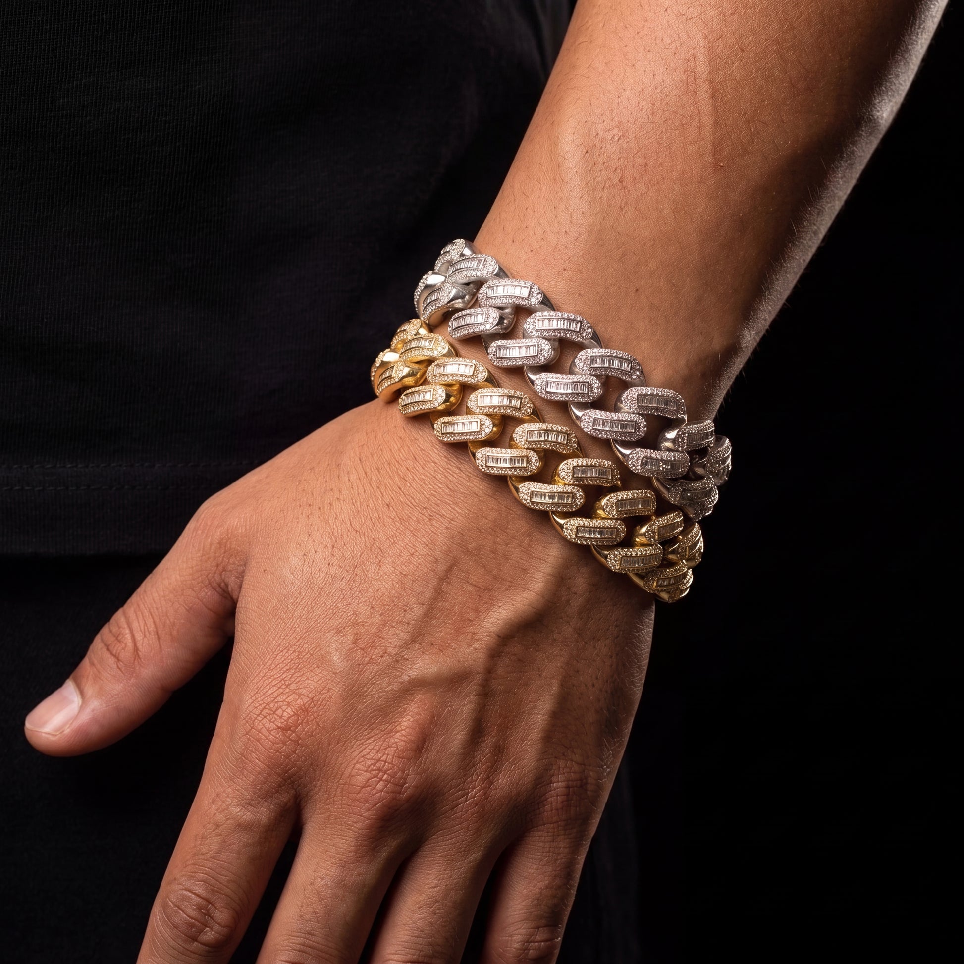 19mm Iced Baguette Cuban Link Bracelet - Different Drips