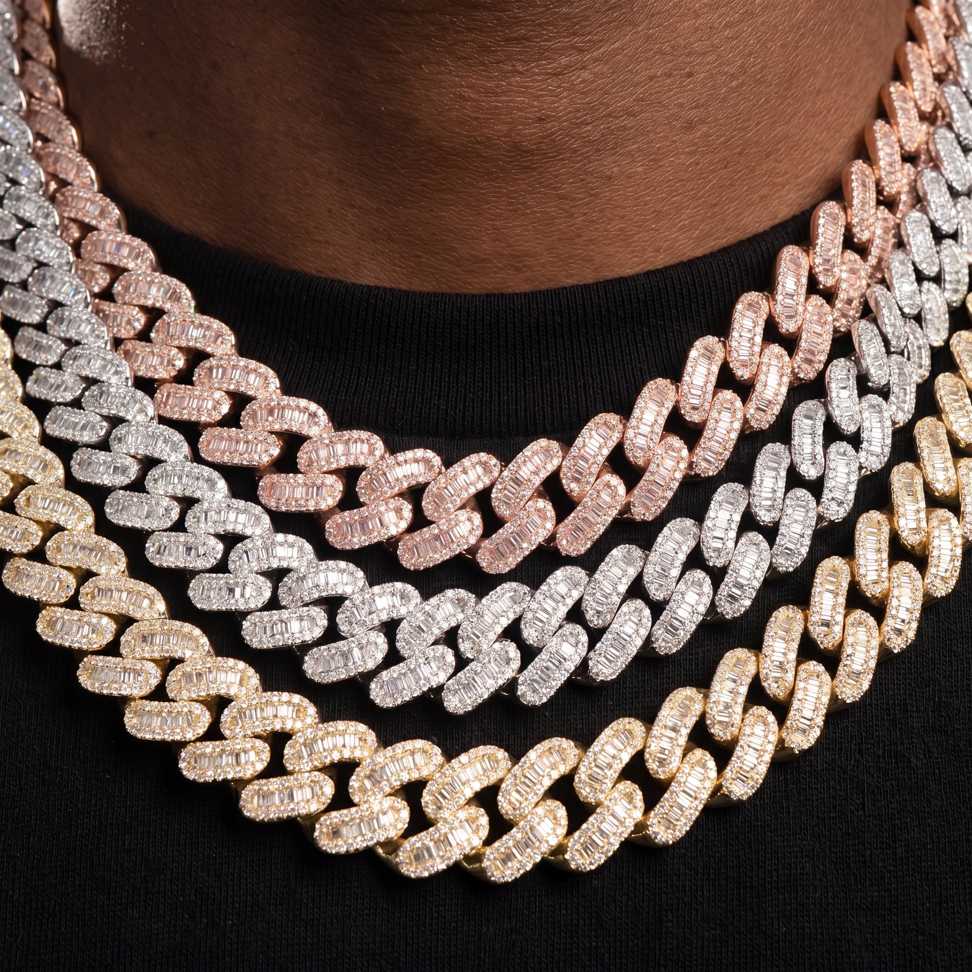 12mm Baguette Cuban Link Chain - Different Drips