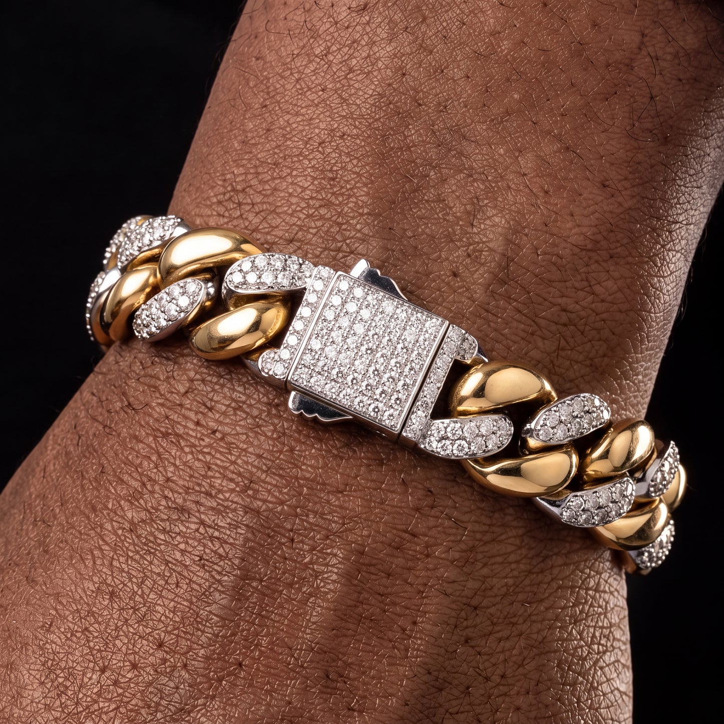 9-14mm Two-Tone Cuban Link Bracelet - Different Drips
