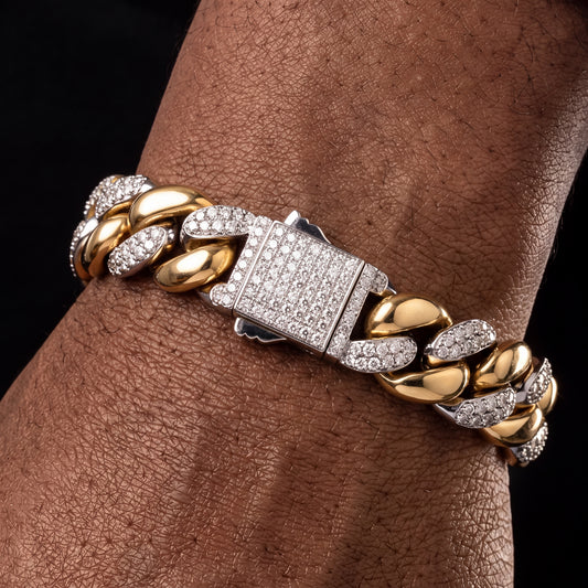 9-14mm Two-Tone Cuban Link Bracelet - Different Drips