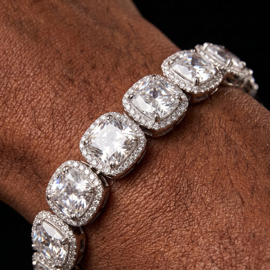 11mm Glacier Clustered Tennis Bracelet White Gold - Different Drips